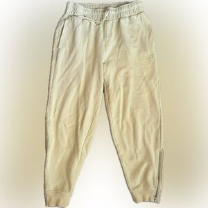 WSLY Zipper Ankle Jogger Sweatpants Cream Beige/Soft Yellow – Size M